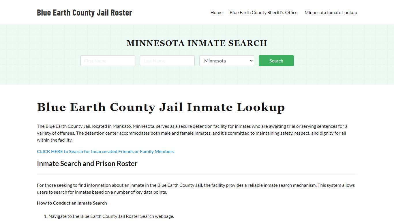 Blue Earth County Jail Roster Lookup, MN, Inmate Search