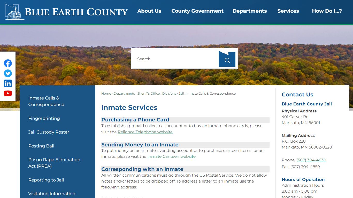 Inmate Services | Blue Earth County, MN - Official Website
